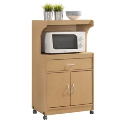 Microwave Kitchen Cart In Beech Brown - Hodedah -Baxton Studio Sale Shop GUEST d505804f 8f92 4f14 8882 fb0ba6bd7e85