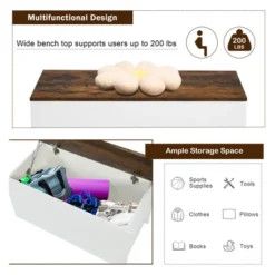 Costway Flip-top Storage Chest Lift Top Storage Bench Wooden Deck Box Toy Box -Baxton Studio Sale Shop GUEST d519a419 af8e 403b b158 d359a0df41ac