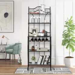 Costway 5-Tier Metal Kitchen Bakers Rack Microwave Storage Rack Oven Stand With Wine Organizer 14 Costway 5-Tier Metal Kitchen Bakers Rack Microwave Storage Rack Oven Stand With Wine Organizer -Baxton Studio Sale Shop GUEST d5817f16 ff85 43c3 ab17 cc5f789a08cd