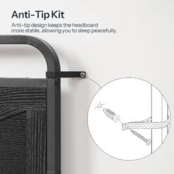 Metal & Wooden Panel Headboard, King Headboard, Minimalist Head Board With Metal Frame, Height Adjustable, With Bed Frame Adapter, Black -Baxton Studio Sale Shop GUEST d5850c28 546d 4cf9 8bee 17f57fb6662b