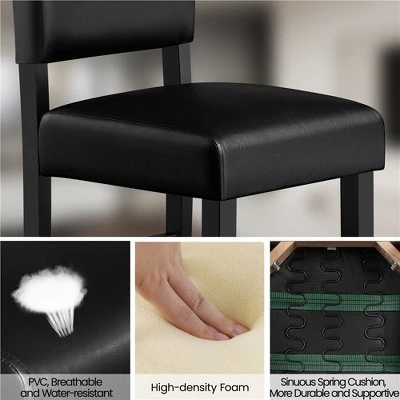 Yaheetech 24.6" H Upholstered Counter Bar Stool, Black 5 Yaheetech 24.6" H Upholstered Counter Bar Stool, Black - Image 5