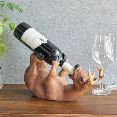 True Drunken Deer Polyresin Wine Bottle Holder Set Of 1, Brown, Holds 1 Standard Wine Bottle 1 True Drunken Deer Polyresin Wine Bottle Holder Set Of 1, Brown, Holds 1 Standard Wine Bottle