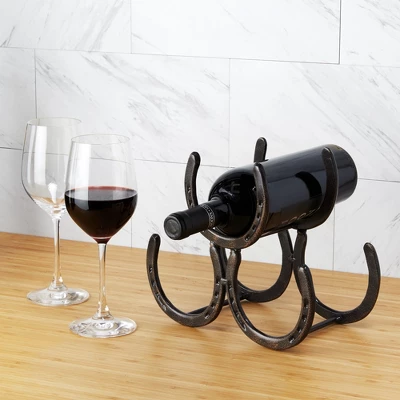 Foster & Rye Horseshoe Countertop Metal Wine Rack, Cast Iron Wine Bottle Holder, Holds 3 Standard Wine Bottles, 10" X 5.5" X 8.5" 1 Foster & Rye Horseshoe Countertop Metal Wine Rack, Cast Iron Wine Bottle Holder, Holds 3 Standard Wine Bottles, 10" X 5.5" X 8.5"