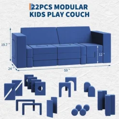 Kids Couch For Building Fort Toy,22pcs DIY Toddler Sofa,Velvet Toddler Futon Sofa Bed For Playroom, Bedroom,Grey 20 Kids Couch For Building Fort Toy,22pcs DIY Toddler Sofa,Velvet Toddler Futon Sofa Bed For Playroom, Bedroom,Grey -Baxton Studio Sale Shop GUEST d5fab03f d734 4832 9926 f953d25d47a7