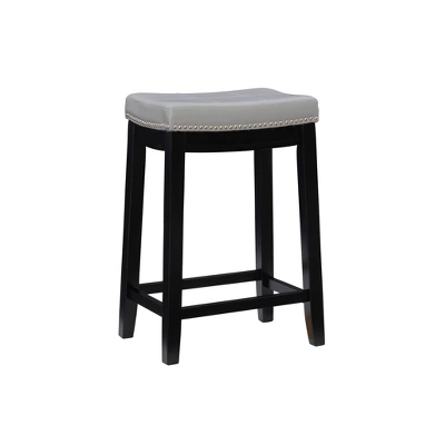 Claridge Leather Saddle Counter Height Barstool - Linon 18 Claridge Leather Saddle Counter Height Barstool - Linon - Image 18