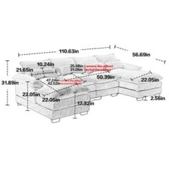 110.63" Modern U-Shaped Sectional Sofa With Pillows, Luxury Chenille Fabric Couch 4W - ModernLuxe -Baxton Studio Sale Shop GUEST d66b8bd7 c1c8 4ef1 ba4e c746417500b3