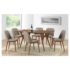 Lavin Mid-Century Faux Leather Dining Chairs - Brown Walnut/Beige (Set Of 2) - Baxton Studio -Baxton Studio Sale Shop GUEST d672a2c9 013d 499c b2a2 4a523e6bff72