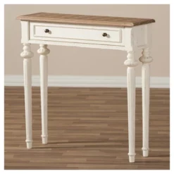Marquetterie French Provincial Style Weathered Oak Wash And Distressed Wood Finish Two - Tone Console Table - White - Baxton Studio 6 Marquetterie French Provincial Style Weathered Oak Wash And Distressed Wood Finish Two - Tone Console Table - White - Baxton Studio -Baxton Studio Sale Shop GUEST d67acbec bb97 4823 b46b 45bf1e4e6bac