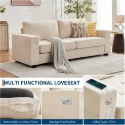 90'' Loveseat Sofa Modern Chenille Upholstered Love Seat Featuring USB Charging Ports 11 90'' Loveseat Sofa Modern Chenille Upholstered Love Seat Featuring USB Charging Ports -Baxton Studio Sale Shop GUEST d6802977 7962 46b0 93aa a5015b8e436d
