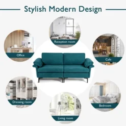 Costway Modern Loveseat Fabric 2-Seat Sofa Couch For Small Space W/ Metal Legs BlueRust Red -Baxton Studio Sale Shop GUEST d73935a6 3077 4d51 90c3 b1158e3b2987