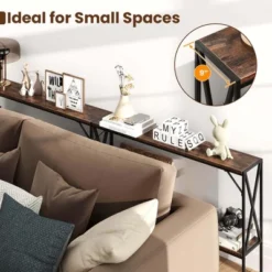 Costway Narrow Console Table 2-Tier Entryway Table With Storage 2 Support Bars Sofa Table Brown/White -Baxton Studio Sale Shop GUEST d747bd45 fee7 4a7c a990 0752f9c220a0