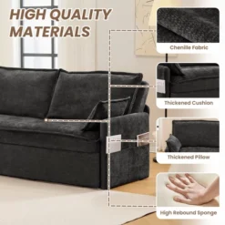 NicBex Convertible Pull Out Sofa Bed Loveseat Couch With Charging Ports & Side Storage,Chenille Fabric Sleeper Sofa For Living Room,Bedroom,Black59.5" -Baxton Studio Sale Shop GUEST d7b8beb5 cc6b 4892 8321 e7aeebf76f21