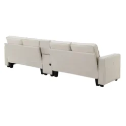 114.2" Modern Linen Upholstered Sofa With Console, 2 Cup Holders, 2 USB Ports, Wireless Charging And 4 Pillows - ModernLuxe 16 114.2" Modern Linen Upholstered Sofa With Console, 2 Cup Holders, 2 USB Ports, Wireless Charging And 4 Pillows - ModernLuxe -Baxton Studio Sale Shop GUEST d80945cb 94f2 4671 adb7 d429041fffe8