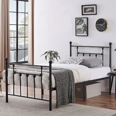 VECELO Twin/Full/Queen Metal Platform Bed Frame With Headboard And Footboard, Industrial Bed Frame, No Box Spring Needed, Storage Space 5 VECELO Twin/Full/Queen Metal Platform Bed Frame With Headboard And Footboard, Industrial Bed Frame, No Box Spring Needed, Storage Space - Image 5