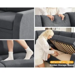 AMERLIFE 85 Inch Pull Out Sleeper Sofa Bed With Storage -Baxton Studio Sale Shop GUEST d84a3a92 489f 4611 8141 787ffd441e51