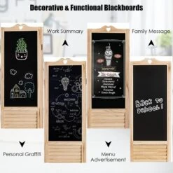 Costway 4-Panel Folding Divider Screen W/Chalkboard 5.7Ft Tall Natural -Baxton Studio Sale Shop GUEST d86a8ad9 5bad 40ee a3f0 fd754c482491