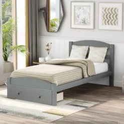 Twin Size Wood Platform Bed Frame With Storage Drawer And Slat Support-ModernLuxe -Baxton Studio Sale Shop GUEST d87cb0c2 9f8e 42f0 af84 bcd251024947