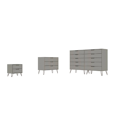 Rockefeller 10 Drawer Dresser, 3 Drawer Dresser And 2 Drawer Nightstand Set - Manhattan Comfort 12 Rockefeller 10 Drawer Dresser, 3 Drawer Dresser And 2 Drawer Nightstand Set - Manhattan Comfort - Image 12