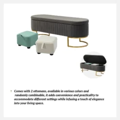 Nuria 50" Wide Modern Upholstered Flip Top Storage Bench With Golden Metal C-shaped Sled Legs For Living Room | ARTFUL LIVING DESIGN -Baxton Studio Sale Shop GUEST d88e8cdf 6e82 47ca aacd 725ec0428b03