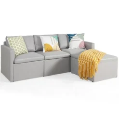 Tangkula Convertible L-shaped Sectional Sofa Couch Chaise W/ Ottoman Cushions -Baxton Studio Sale Shop GUEST d8a964d6 3140 45a1 8029 b7f8f83899f5