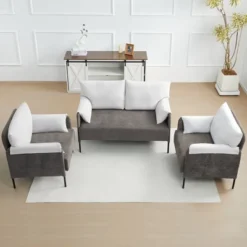 Modern 3-Piece Color Clash Back Armchair Sofa Set Loveseat And 2 Accent Chairs For Living Room Set -Baxton Studio Sale Shop GUEST d8f650a6 2917 46a7 97f3 fc5cd4a1ac91