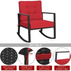 Costway Patio Rattan Rocker Chair Outdoor Glider Wicker Rocking Chair Cushion Lawn Red 11 Costway Patio Rattan Rocker Chair Outdoor Glider Wicker Rocking Chair Cushion Lawn Red -Baxton Studio Sale Shop GUEST d9380289 9ae8 4e6c a3cd 42ee2529830b