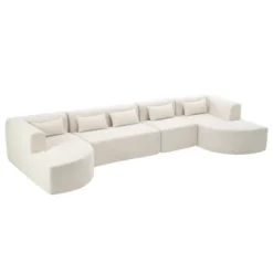 144"W Modular Sectional Sofa, Oversized Upholstered Cloud Couch With 2 Chaise Lounge & 5 Pillows - ModernLuxe -Baxton Studio Sale Shop GUEST d95d311a ba9d 4bff b758 aff03e5970f3