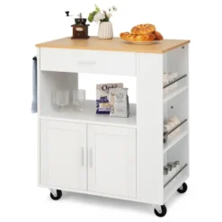 Costway Kitchen Island Cart Rolling Storage Cabinet W/ Drawer & Spice Rack Shelf -Baxton Studio Sale Shop GUEST d95de79b 538f 4735 9d59 47f889e09edb