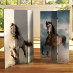 6" Double Sided Galloping Horses Canvas Room Divider - Oriental Furniture -Baxton Studio Sale Shop GUEST d961e8dc 51f0 4208 8807 c7424895730a