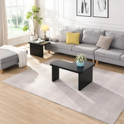 Nesting L Shape Coffee Table Set,Modular 2-Piece Detachable Tables For Living Room Garden,47.4'' & 35.4''-Baofuwish 2 Nesting L Shape Coffee Table Set,Modular 2-Piece Detachable Tables For Living Room Garden,47.4'' & 35.4''-Baofuwish - Image 2