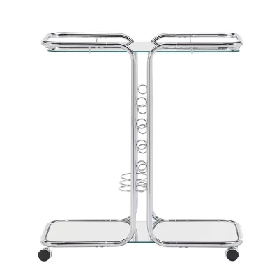 Ripley Chrome Finish Bar Cart Silver - Inspire Q 3 Ripley Chrome Finish Bar Cart Silver - Inspire Q - Image 3