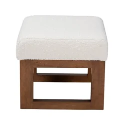 Yashiya Boucle Ottoman Footstool: Mid-Century Design, Rubberwood Frame - Baxton Studio -Baxton Studio Sale Shop GUEST da5e7740 170e 4a87 8234 f789135c1985