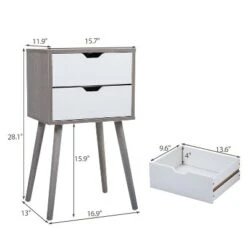 Resenkos Set Of 2 Bedside Table With Two Drawer Storage Design For Living Room Sofa - Gray, Night Stand -Baxton Studio Sale Shop GUEST da5fe01c 4279 4f93 93e3 c1dc89f02a9f