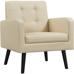 Yaheetech Modern Armchair Accent Chair Faux Leather Tufted With Solid Wood Legs -Baxton Studio Sale Shop GUEST dababa92 2086 4136 ad88 a5ffe33f4f88