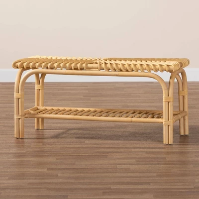 Himari Rattan Accent Bench Natural Brown - Baxton Studio: Handcrafted, Entryway, Bedroom, Shelf Storage 6 Himari Rattan Accent Bench Natural Brown - Baxton Studio: Handcrafted, Entryway, Bedroom, Shelf Storage - Image 6