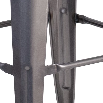 Merrick Lane Set Of 4 30 Inch Tall Clear Coated Gray Metal Bar Counter Stool With Textured Walnut Elm Wood Seat 7 Merrick Lane Set Of 4 30 Inch Tall Clear Coated Gray Metal Bar Counter Stool With Textured Walnut Elm Wood Seat - Image 7