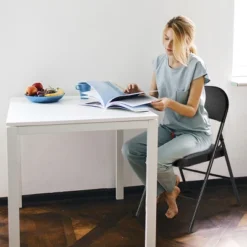 Tangkula Fabric Padded Folding Chair Portable Dining Chairs Pack Of 4