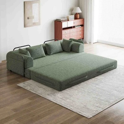 Modern Queen Size Convertible Chenille Sleeper Sofa Bed, Folding Floor Sofa Couch For Living Room, Apartment, Or Bedroom – The Pop Home 9 Modern Queen Size Convertible Chenille Sleeper Sofa Bed, Folding Floor Sofa Couch For Living Room, Apartment, Or Bedroom – The Pop Home - Image 9