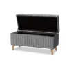 Hanley Velvet Fabric Upholstered And Wood Storage Ottoman - Baxton Studio