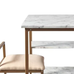Marmo Breakfast Table Dining Set With Faux Marble Top Brass - Teamson Home -Baxton Studio Sale Shop GUEST dbd0197c 043a 4ff8 a31a ca9a8e585844