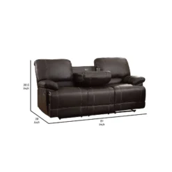 Leather Double Reclining Sofa With Drop Down Cup Holders Brown - Benzara -Baxton Studio Sale Shop GUEST dc2d16cb 73f6 452b b63c 2645d8ecf0c3