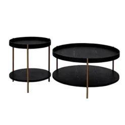 2-Piece Modern Nesting Coffee Table Set With 2-Tier MDF Top And Metal Legs,Round End Side Tables For Living Room-Baofuwish -Baxton Studio Sale Shop GUEST dc971682 aec7 47c8 a730 2c279c584f27