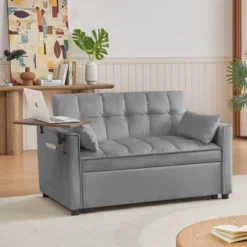 Velvet Loveseat Sofa Bed With Tufted Back And Seat And Multiple Adjustable Positions For Living Room -Baxton Studio Sale Shop GUEST dcc91bfb 8d35 4418 a394 d2ae34096a59