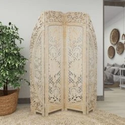 Eclectic Wood Room Divider Screen White - Olivia & May -Baxton Studio Sale Shop GUEST dcdc761e 3ff5 47c8 a3a6 ab914fff17ca