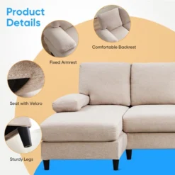 Mjkone U Shaped Sectional Sofa, 4-Seat Modular Sofa, Living Room Modern Couch With Chaise -Baxton Studio Sale Shop GUEST dd1d87b6 186a 473b 93ea ff4bd3ceb6dc