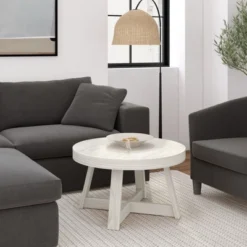 Plank+Beam Classic Solid Wood Round Coffee Table, 30" Farmhouse Table For Living Room -Baxton Studio Sale Shop GUEST dd2e3679 3e81 4907 ba89 90b25093ea21