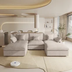 Cloud Couch Modular Sectional Sofa,119.29" U Shaped Couch, Oversized Down Filled Convertible Wide Seater,3 Seater With 2 Ottomans For Living Room Set 28 Cloud Couch Modular Sectional Sofa,119.29" U Shaped Couch, Oversized Down Filled Convertible Wide Seater,3 Seater With 2 Ottomans For Living Room Set -Baxton Studio Sale Shop GUEST dd47c3ce e6fc 464a 9050 c1a07c721886