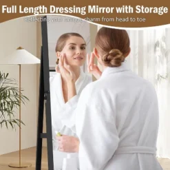 KWPZQEB 360° Swivel Jewelry Cabinet, Lockable Jewelry Organizer With Full-Length Mirror, Rear Storage Shelves, Jewelry Armoire For Bedroom 14 KWPZQEB 360° Swivel Jewelry Cabinet, Lockable Jewelry Organizer With Full-Length Mirror, Rear Storage Shelves, Jewelry Armoire For Bedroom -Baxton Studio Sale Shop GUEST dd555965 8501 4afc 8a63 805eee92ab36