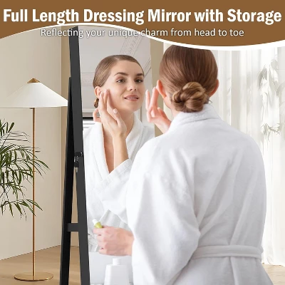 KWPZQEB 360° Swivel Jewelry Cabinet, Lockable Jewelry Organizer With Full-Length Mirror, Rear Storage Shelves, Jewelry Armoire For Bedroom 3 KWPZQEB 360° Swivel Jewelry Cabinet, Lockable Jewelry Organizer With Full-Length Mirror, Rear Storage Shelves, Jewelry Armoire For Bedroom - Image 3