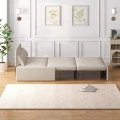 Mjkone Twin Size Sofa Bed, 2 In 1 Convertible Linen Loveseat Sleeper Sofa Couch With Cushions -Baxton Studio Sale Shop GUEST dd8ed075 6efe 4780 a01a 5a065292dbba 1